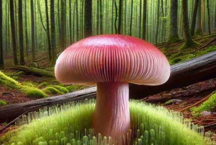 A fascinating wild mushroom found deep in the forest, surrounded by lush greenery.